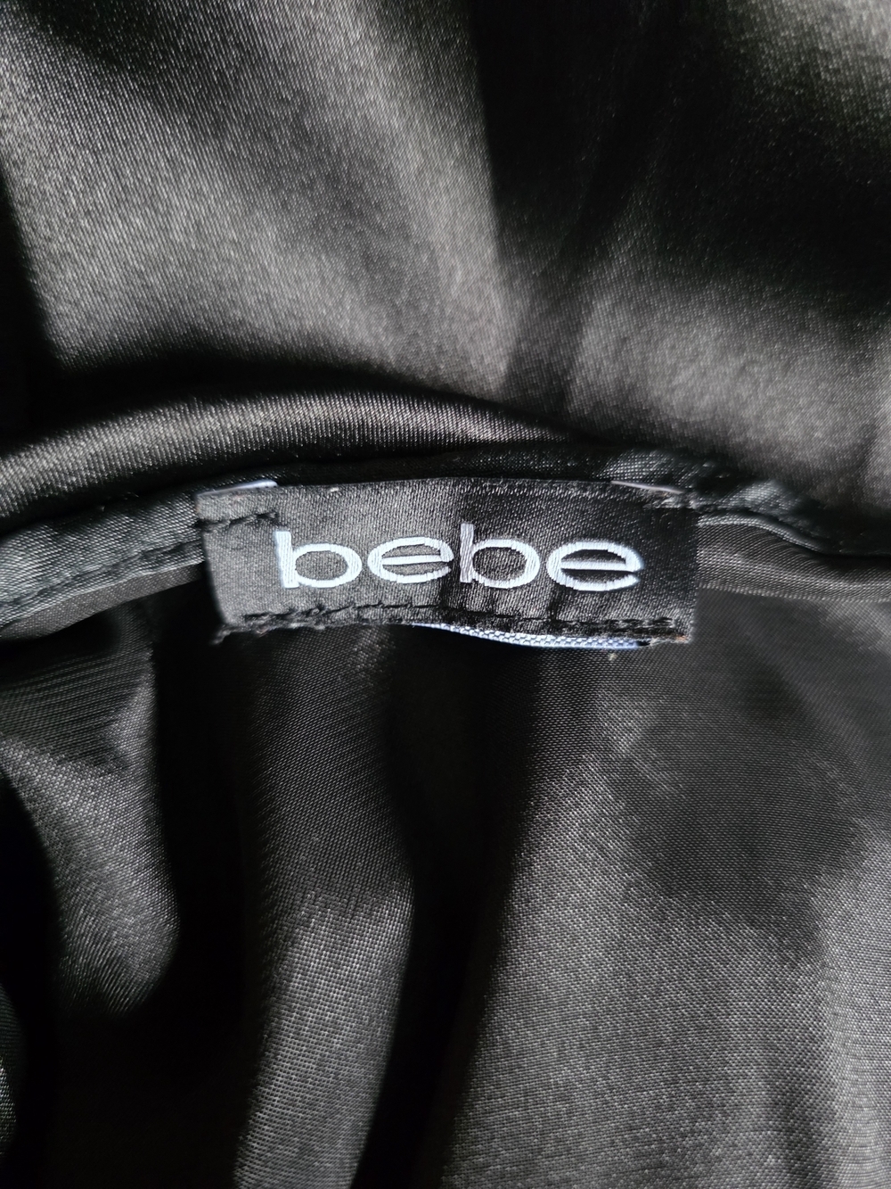 Bebe Black Satin Cowl Neck Slip Dress | XL | Adjustable Straps | Midi Dress - Picture 3 of 3